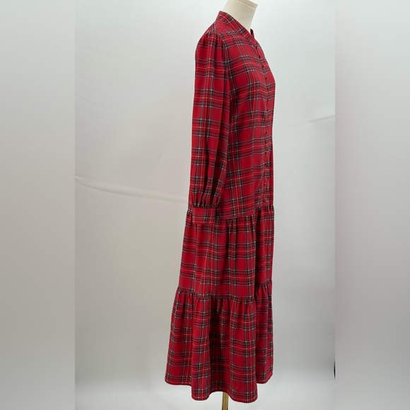 Untuckit Meredith Classic Red Tartan Midi Dress – Long Sleeve & Flowy Size Small - Picture 6 of 16
